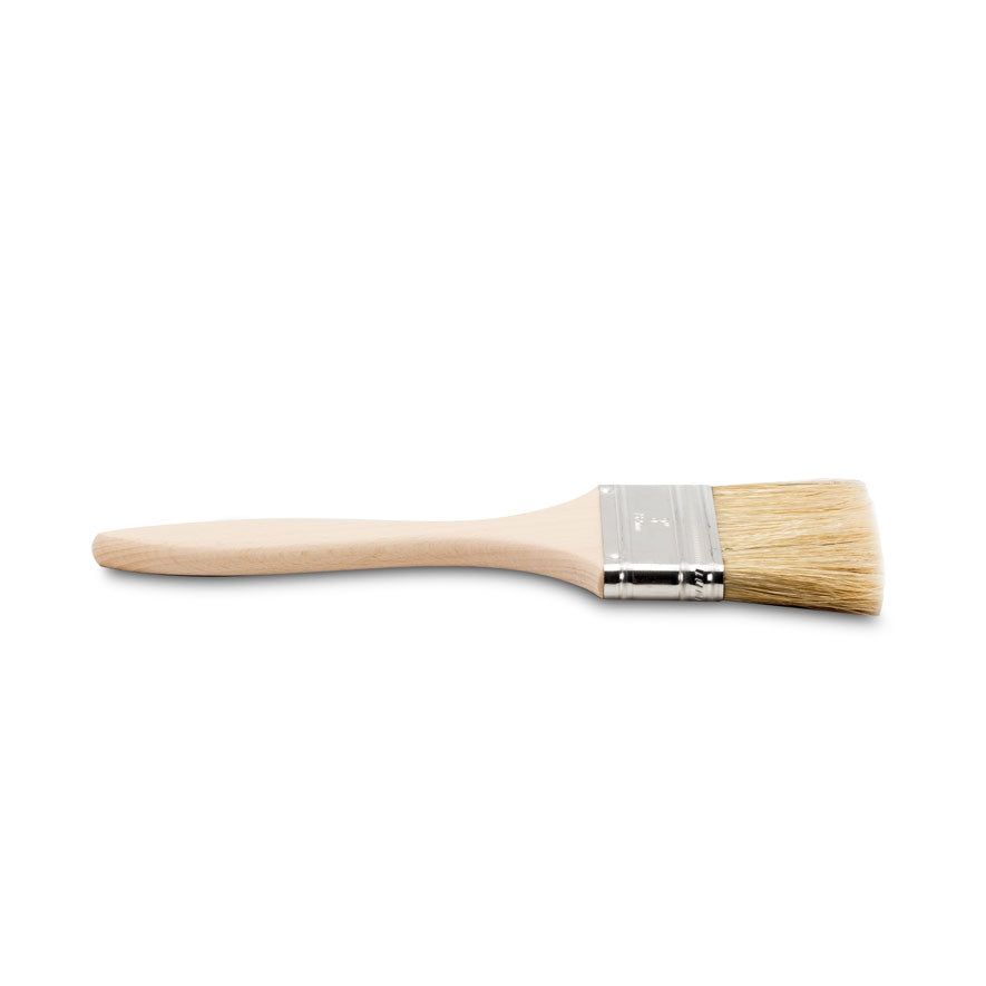 3" Wide Flat Brush with Natural Bristles and Wooden Handle