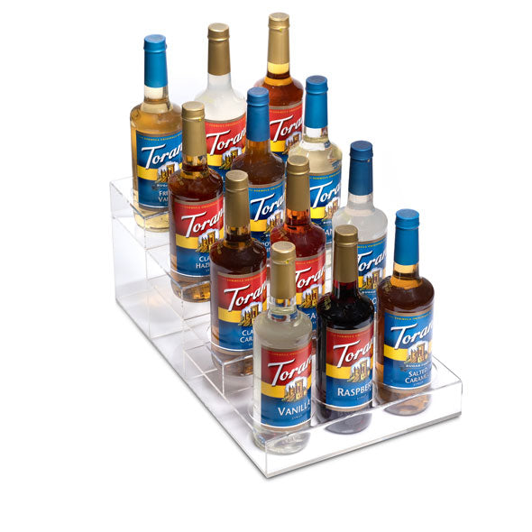 4 Tier Clear Acrylic Coffee Syrup Holder, 12 Bottle