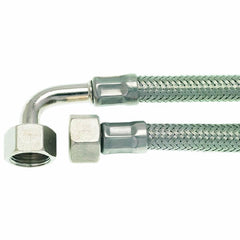 3/8 F x 3/8 F 37 cm (14.5") Stainless Steel Hose with Elbow